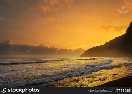Amazing hawaiian beach at fantastic sunset