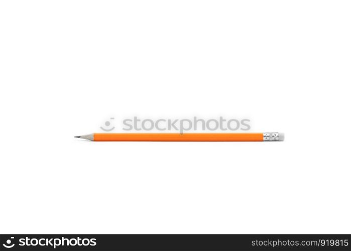 Amazing isolated pencil on pure white background. Orange pencil. Amazing isolated pencil on pure white background.