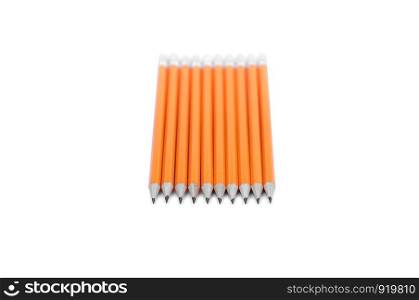 Amazing isolated pencils on pure white background. Orange pencil. Amazing isolated pencils on pure white background