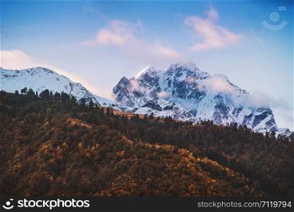 Amazing Mountain View, Peak Ushba, Svaneti, Mestia, Georgia