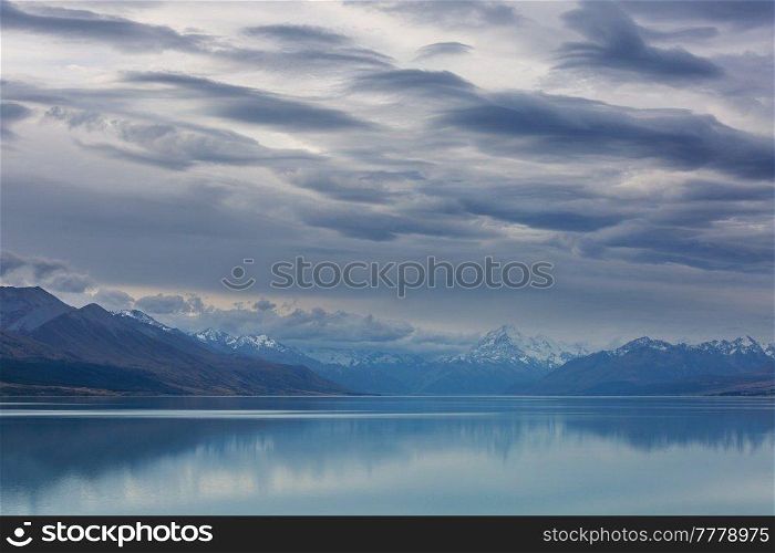 Amazing natural landscapes in New Zealand.  Mountains lake.