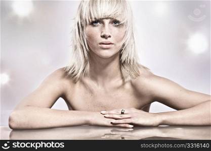Amazing portrait of beautiful young blonde girl