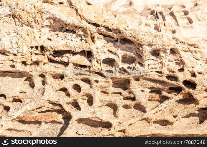Amazing sandstone texture in Kolymbithres beach, Paros island, Greece