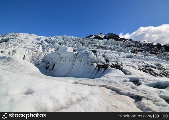 Amazing scenic glacial views of Skaftafell Glacier in Iceland.
