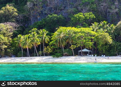 Amazing scenic view of sea bay and mountain islands, Palawan, Philippines