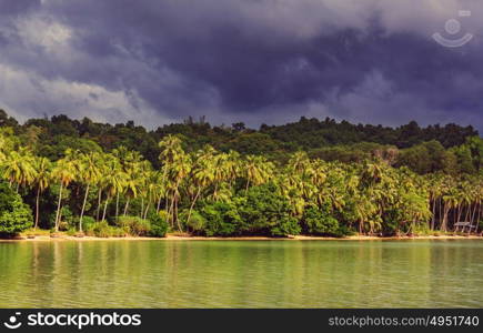 Amazing scenic view of sea bay and mountain islands, Palawan, Philippines