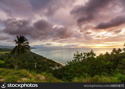 Amazing scenic view of sea bay and mountain islands, Palawan, Philippines