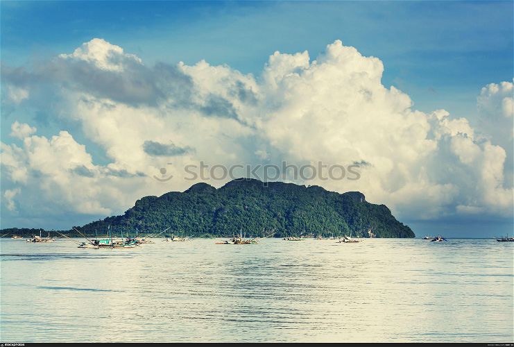 Amazing scenic view of sea bay and mountain islands, Palawan, Philippines
