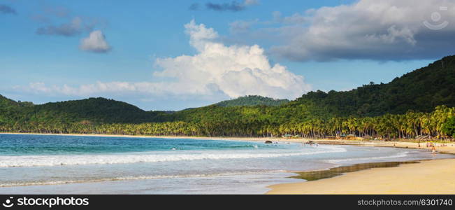 Amazing scenic view of sea bay and mountain islands, Palawan, Philippines