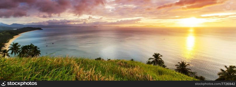 Amazing scenic view of sea bay and mountain islands, Palawan, Philippines holiday serenity beautiful tropical nature