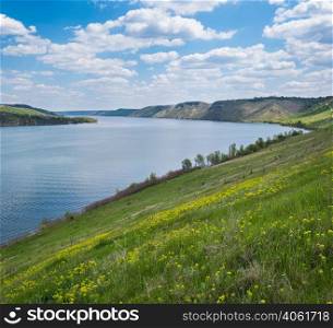 Amazing spring view on the Dnister River Canyon, Chernivtsi region, Ukraine.