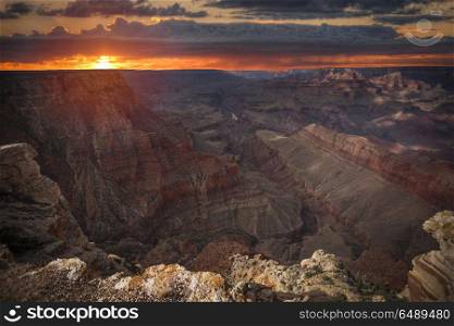 Amazing Sunrise Image of the Grand Canyon taken from Mather Point. Amazing Sunrise Image of the Grand Canyon