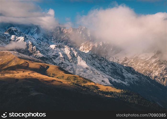 Amazing View From Zuruldi Mountain, Peak Ushba, Svaneti, Mestia, Georgia