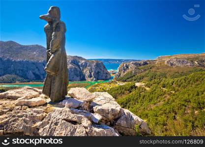 Amazing view of Cetina river canyon and town of Omis, Dalmatia region of Croatia