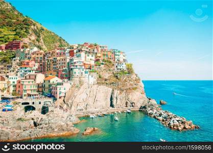 Amazing view of old village listed UNESCO Manarola, Cinque Terre, Liguria, Italy. Amazing view of the beautiful village of Manarola in the Cinque Terre Reserve.
