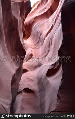 Amazing view of the red rock walls of Antelope Canyon in Arizona.