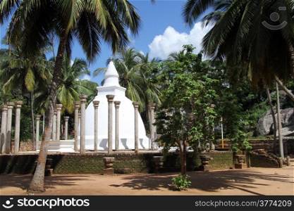 Ambasthala stupa and palm trees in Mihintale