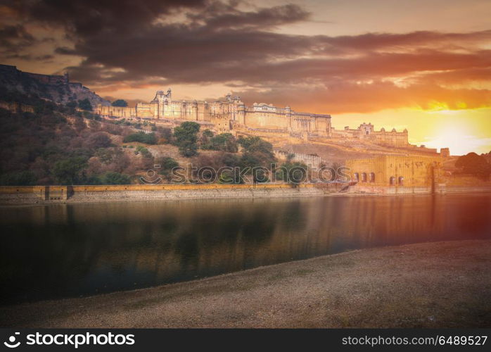 Amber Fort or Amer - fortified residence of Raja . Black goat.. Black goat.