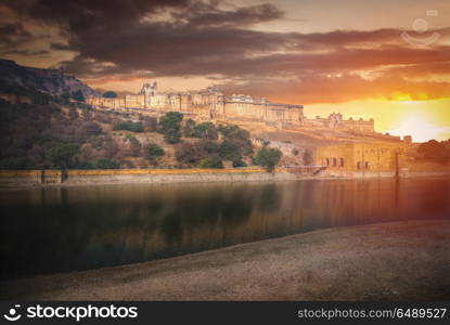 Amber Fort or Amer - fortified residence of Raja . Black goat.. Black goat.