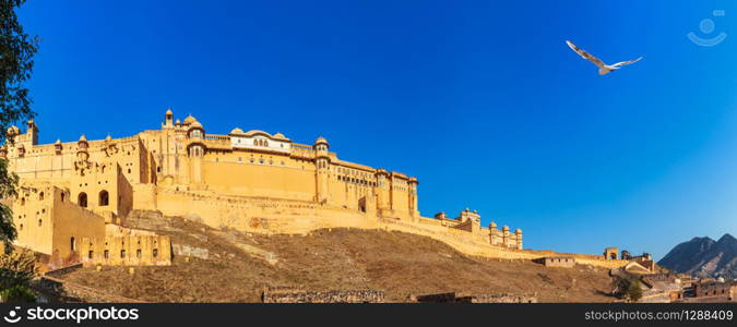 Amber Fort panorama in India, Jaipur, Rajasthan. Amber Fort panorama, Amer, Jaipur, Rajasthan, India