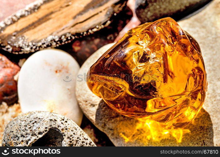 Amber on a beach of the Baltic Sea. Amber on a beach of the Baltic Sea