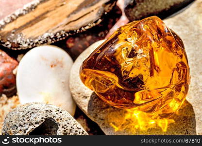 Amber on a beach of the Baltic Sea. Amber on a beach of the Baltic Sea