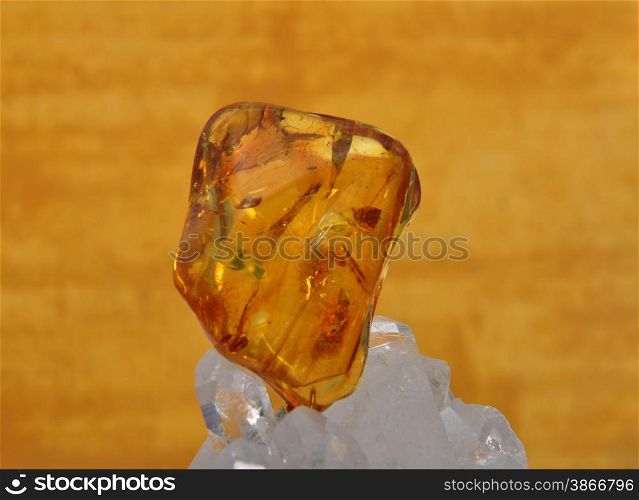 Amber on rock crystal