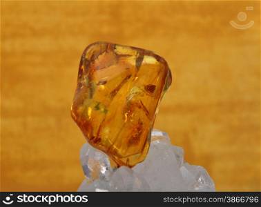 Amber on rock crystal