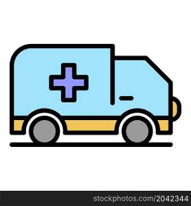 Ambulance car icon. Outline ambulance car vector icon color flat isolated. Ambulance car icon color outline vector