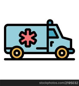 Ambulance icon. Outline ambulance vector icon color flat isolated. Ambulance icon color outline vector