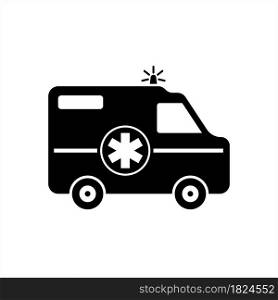 Ambulance Icon, Special Medical Vehicle Used To Take Patient To Medical Facility Vector Art Illustration