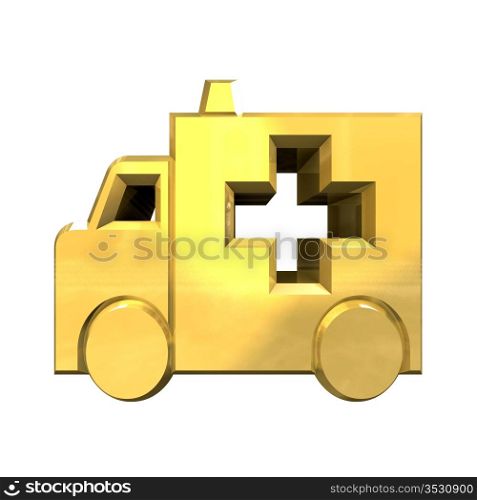 ambulance symbol in gold - 3d made