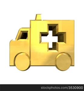 ambulance symbol in gold - 3d made