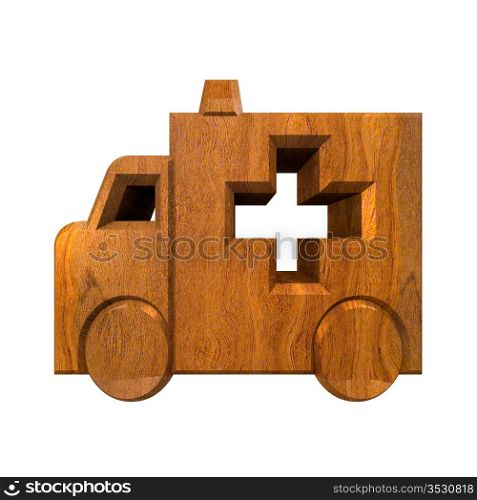 ambulance symbol in wood - 3d made