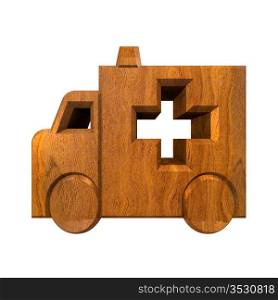 ambulance symbol in wood - 3d made
