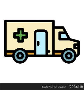 Ambulance transportation icon. Outline ambulance transportation vector icon color flat isolated. Ambulance transportation icon color outline vector