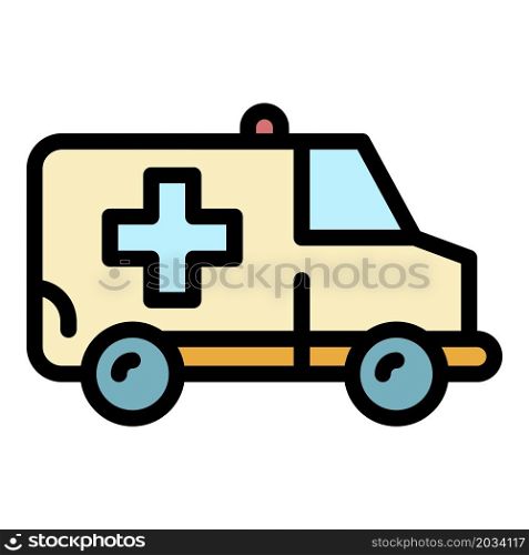 Ambulance van icon. Outline ambulance van vector icon color flat isolated. Ambulance van icon color outline vector