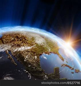 America 3d rendering planet. America. Elements of this image furnished by NASA 3d rendering. America 3d rendering planet