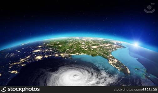 America cyclone. 3d rendering. America cyclone. Elements of this image furnished by NASA. 3d rendering. America cyclone. 3d rendering