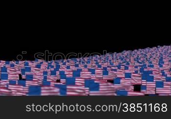 America Flags and Camera Fly Over, DOF