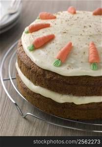 American Carrot Cake On A Cooling Rack