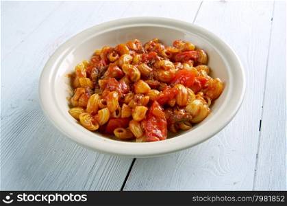 American chop suey - American pasta dish , beef as tomato sauce. Italian-American cuisine&#xA;