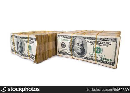 American dollar stack isolated on the white