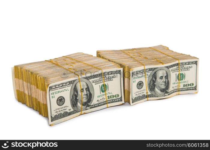 American dollar stack isolated on the white