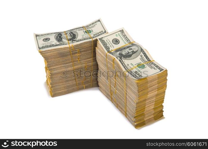 American dollar stack isolated on the white