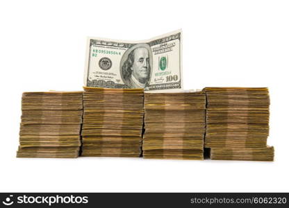 American dollar stack isolated on the white