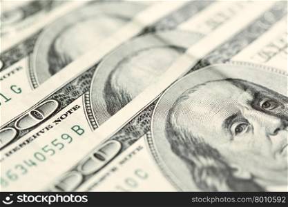 American dollars bank notes close-up. Shallow DOF