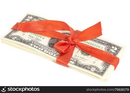 American Dollars Money Gift isolated on white
