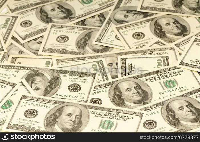 American dollars on a white background