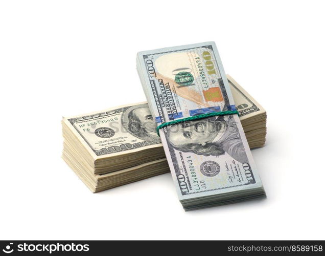 American dollars on white background